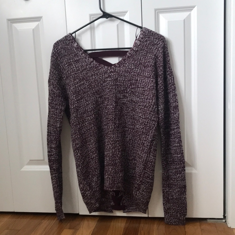 Lace up Back Pullover Sweater